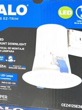 4 Inch Canless EZ-Trim, E26 Base, White Flange, White Baffle Trim, IC Rated